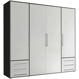 SchlafKONTOR Drehtürenschrank Lyss 206 x 194 x 58 cm Grau/Weiß