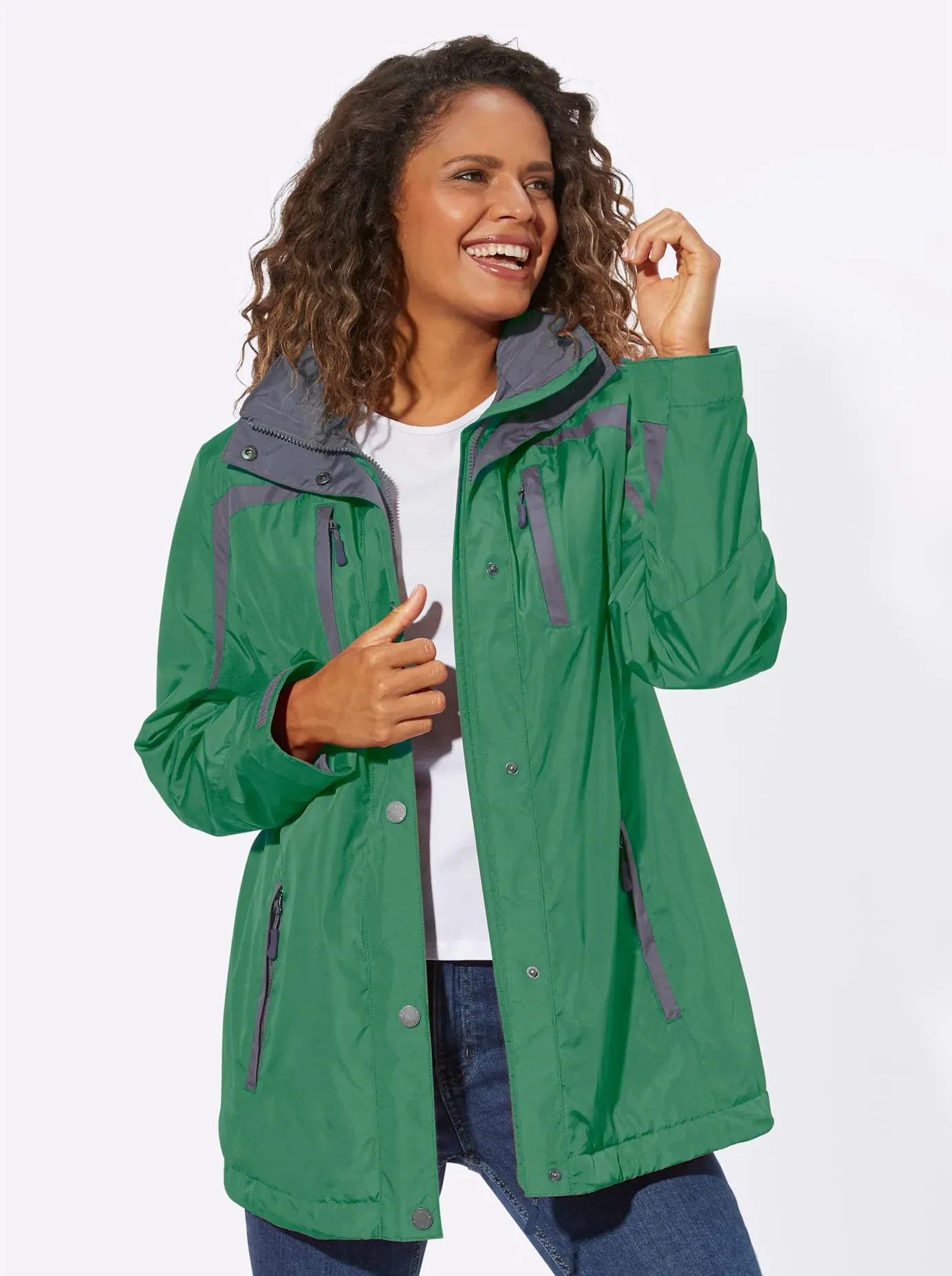 Funktionsjacke CASUAL LOOKS, Damen, Gr. 26, grün, 100% Polyester, unifarben, Jacken Funktionsjacke