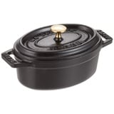 STAUB Mini Cocotte, oval mit Deckel 11 cm, 0,25 L, induktionsgeeignet, mit mattSchwarzer Emaillierung im Inneren des Topfes, für alle Herdarten inkl. Induktion & Backofen, Schwarz