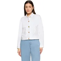 Cartoon Jeansjacke mit Lochmuster weiß 40