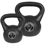 GORILLA SPORTS Kettlebell Einzeln/Set, mit/ohne Ablage, Kunststoff Kugelhantel, Schwunghantel schwarz