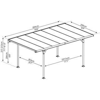 CANOPIA Carport MODENA 5000 5,04 x 3,00 m schwarz inkl. Regenrinne