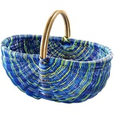 Kobolo Einkaufskorb geflockten Korb Rattankorb - multicolor blau - 50x35x23 cm