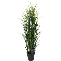 CREATIV green künstliche Pflanze Kunststoffgras, ca. 150cm, grün, im Kunststofftopf 21,5x19cm