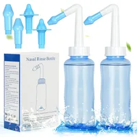 URAQT Nasendusche, 2 Stück 300ml Nasenspülung Flasche, Nasenspülkanne zur Sinus Spülung Nasenreinigung und Nasenspülung, Neti Pot Nasenspülsalz für Erwachsene und Kinder (2x Nasendusche)
