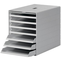 Durable Schubladenbox 7 Schubl.m.versenkbarer Frontklappe grau H322xB250xT365mm DURABLE