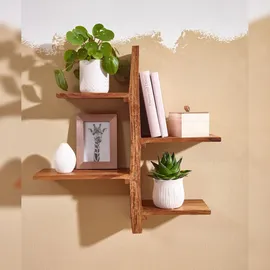 FineBuy Wandregal Hängeregal 58 x 60 x 15 cm Braun