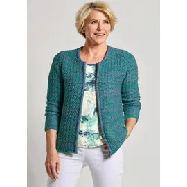 GOLDNER Strickjacke Strukturjacke mit Rollband Blau 48