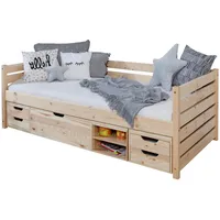 TICAA Sofabett Naomi 90 x 200 cm Kiefer massiv braun