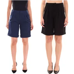 AjC Damen Anzug-Shorts elegante kurze Hose Mode-Bermuda Schwarz oder Dunkelblau - 34