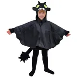 WiMi schwarzer Drache Gr. 110-116 für Kinder Dino Dinosaurier Kostüm Fasching Karneval Kindergeburtstag