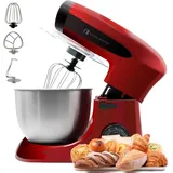 Kitchen Pro + Küchenmaschine 3 in 1 Knetmaschine -Teigmaschine mit 6,5L Edelstahl Schüssel, 1900,00 W, 6,50 l Schüssel rot