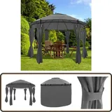 Vidaxl - Gartenpavillion Mit Vorhängen Rund 3,5x2,7 M Anthrazit - Gartenpavillon - Partyzelt - Außenbereich - Grillparty - Feier