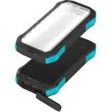 LAMAX Journey 12000mAh Outdoor-Powerbank Tragbare Solar Ladegerät mit 2X USB-A und 1x USB-C, 18 LEDs Lampe, Solarmodul, Wasserdichtheit IP65, Schnellladung Bis zu 20W, Gewicht 332g