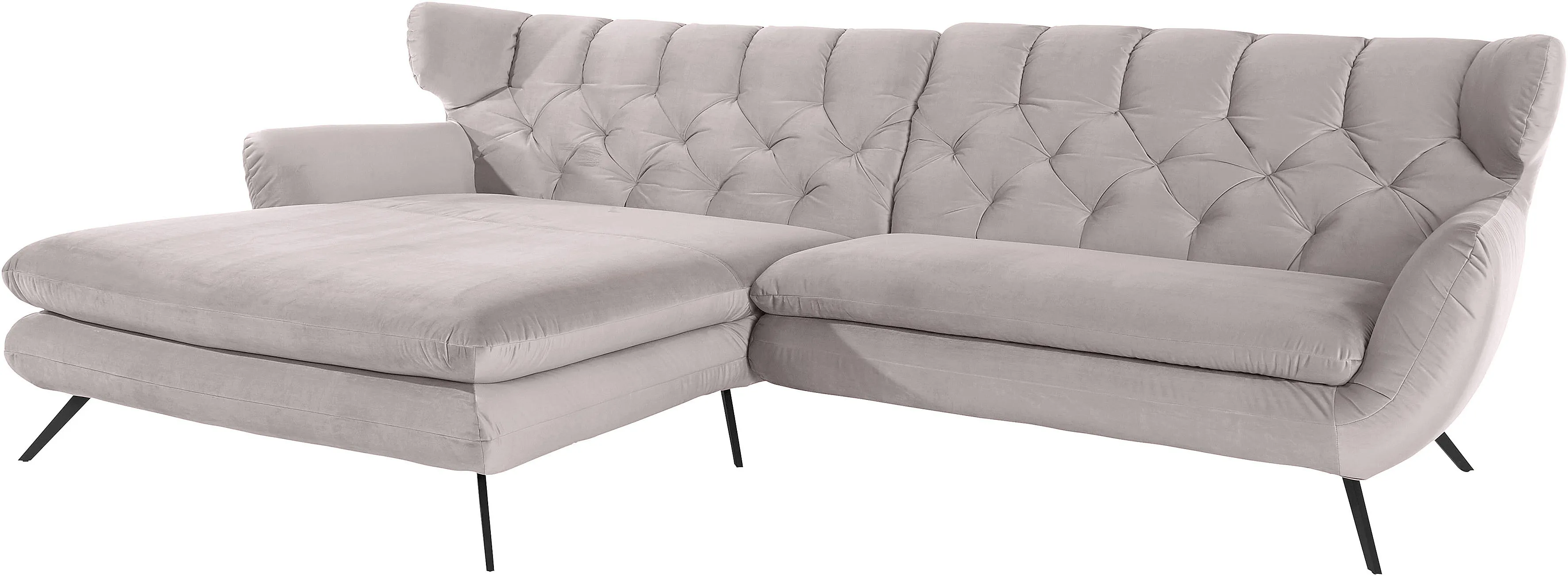 3C Candy Ecksofa »Beatrice Designsofa in moderner Retrooptik, bequem und extravagant«, mit Rückensteppung im Rautenmuster, Ohrenbacken Optik, L-Form 3C Candy altrosa