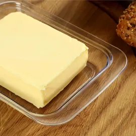 Kadax Butterdose aus Kunststoff, klare Butterschale mit Deckel und Griff, Butterbehälter, Butterschatz, spülmaschinenfest Transparent, Glas, 12.5x7x18.5 cm, Küchenzubehör, Vorratsbehälter, Butterdosen
