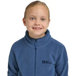Fleecejacke JACK WOLFSKIN "TAUNUS JACKET K", Kinder, Gr. 176, blau (evening sky), Fleece, Obermaterial: 100% Polyester, sportlich, Langarm mit Gummizug, Jacken, einfach zu tragen und einfach zu pflegen