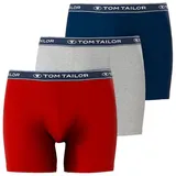 Tom Tailor Boxershorts unifarben Rot/Blau S 3er Pack