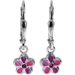 Paar Ohrhänger OSTSEE-SCHMUCK "Ostsee-Schmuck Ohrhänger Blume Ohrhänger Blume", lila, Ohrringe, Damen, 23 x 7mm, Silber 925 (Sterlingsilber)