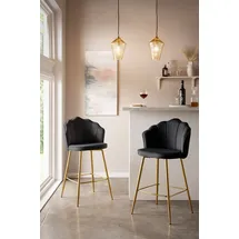 SalesFever Barhocker Muscheldesign 52 x 100 cm Schwarz/Gold