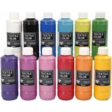 Creativ Company Textile Solid, Acryllack deckend, sortierte Farben, 12x250 ml
