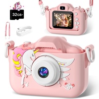 Kinderkamera, CIMELR Kamera für Kinder Spielzeug für Mädchen im Alter von 3-12 Jahren, Kinder Kamera Weihnachts- und Geburtstagsgeschenk für Kinder, inkl. 32 GB TF-Karte (Rosa-02)