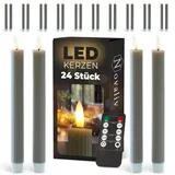 Novaliv LED Stabkerzen 12 St. 23 cm grau