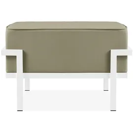 konsimo® Gartenlounge-Hocker, Weiß, Beige, Metall, Textil, 1-Sitzer, Füllung: Schaumstoff, Rechteckig, 69x44x54 cm, Hergestellt in Europa, Gartenmöbel, Gartenstühle, Gartenhocker