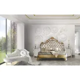 Xlmoebel Schlafzimmer-Set Grau Weiß Schlafzimmer Bett mit 2x Nachttische Chaiselongue Modern, (4-tlg., Bett / 2x Nachttische / Chaiselongue), Hergestellt In Europa grau