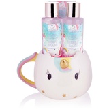 Brubaker Cosmetics 4-tlg. Einhorn Bade- und Dusch Set Cherry Blossom - Geschenkset mit Kirschblüten Duft in Einhorn Tasse