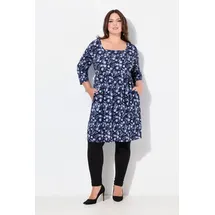 Ulla Popken Longshirt Longshirt Paisley A-Linie Carree-Ausschnitt schwarz 54/56