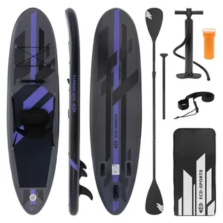 ECD Germany Aufblasbares Stand Up Paddle Board mit Kajak-Sitz Schwarz