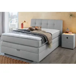 Boxspringbett »Amelie«, mit Bettkasten und Topper, erhältlich in 120 & 140cm Breite, hellgrau 491/09, , 13405123-0 Feinstruktur     Mit Kaltschaum-Topper