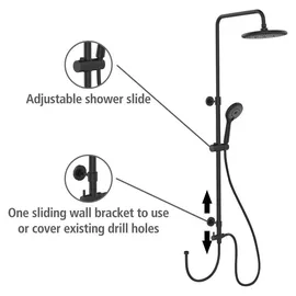 Wenko Duschsystem Watersaving Schwarz 75-120 cm