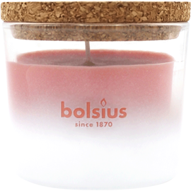 Bolsius Duftkerze im Glas mit Korkdeckel True Joy rosa Floral Blessings Duftkerzen - Duft - mit natürlichen Extrakten - Brenndauer: bis zu 21 Stunden - Ohne Palmöl - Natürliches Wachs