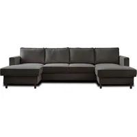 best mobilier Lisa Design Jake Wohnlandschaft U-Form, 7-Sitzer, mit Schlaffunktion und Bettkasten, aus Cord Dunkelgrau