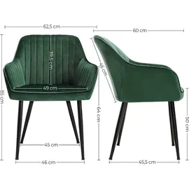 Songmics Polsterstuhl Samt Grün 4er Set