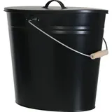 Kamino Flam Ascheeimer oval Metall 24 l mit Deckel Schwarz