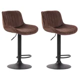 CLP Barhocker Lentini Samt höhenverstellbar drehbar 2er Set Braun/Schwarz