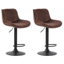CLP Barhocker Lentini Samt höhenverstellbar drehbar 2er Set Braun/Schwarz