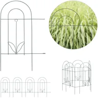 Relaxdays 15 x Beetzaun, Beetumrandung für Garten, Dekozaun aus Metall, zum Stecken, Rasenzaun, Hxb: 62 732 cm, grün