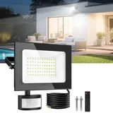 Sararoom LED Strahler mit Bewegungsmelder Außen, 50W 5000LM Led Fluter Flutlicht, 6500K Scheinwerfer mit Fernbedienung, IP65 Wasserdicht Aussenstrahler Sicherheitsleuchte für Garten Garage Hof Wand