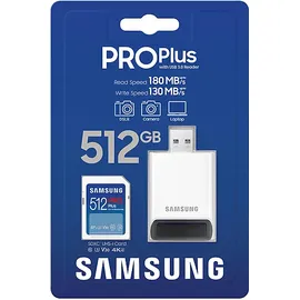 Samsung MB-SD512SB/WW Pro Plus, SDXC Speicherkarte, 512 GB, 180 MB/s