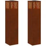 vidaXL Solarleuchte Stahl 18 cm x 18 cm x 80 cm 2er Set bronze