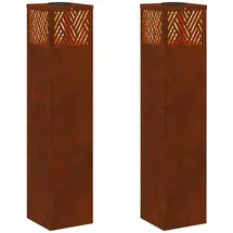 vidaXL Solarleuchte Stahl 18 cm x 18 cm x 80 cm 2er Set bronze