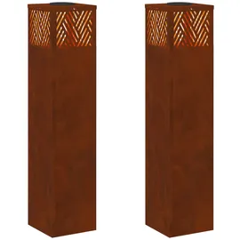 vidaXL Solarleuchte Stahl 18 cm x 18 cm x 80 cm 2er Set bronze
