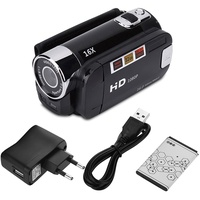 Digitaler Camcorder 2,7-Zoll-Bildschirm Full HD 270 ° Drehung 1080P 16X tragbar High Definition Digital Camcorder Video DV Kamera mit Intelligent Active Mode Verwacklungsarme Aufnahmen (Schwarz)