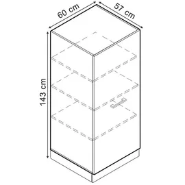 Vicco Hochschrank, Blaugrau, Weiß, Holzwerkstoff, 4 Fächer, Rechteckig, 60x143x57.2 cm,