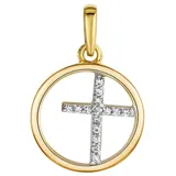Firetti Kreuzanhänger Schmuck Geschenk Gold 375 Halsschmuck Anhänger Halskette Kreuz, mit Zirkonia (synth) gelb|goldfarben