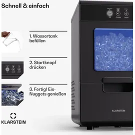Klarstein 2,2L Eisnugget-Maschine für Zuhause, Camping & Gastro, Schnelle Nuggeteis-Maschine Klein, Profi Eismaschine für Eis Nuggets, Selbstreinigend, 25kg Eis in 24h